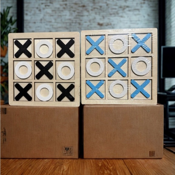 Classic Tic-Tac-Toe Game Set - Black, White, and Blue - Picture 1 of 1
